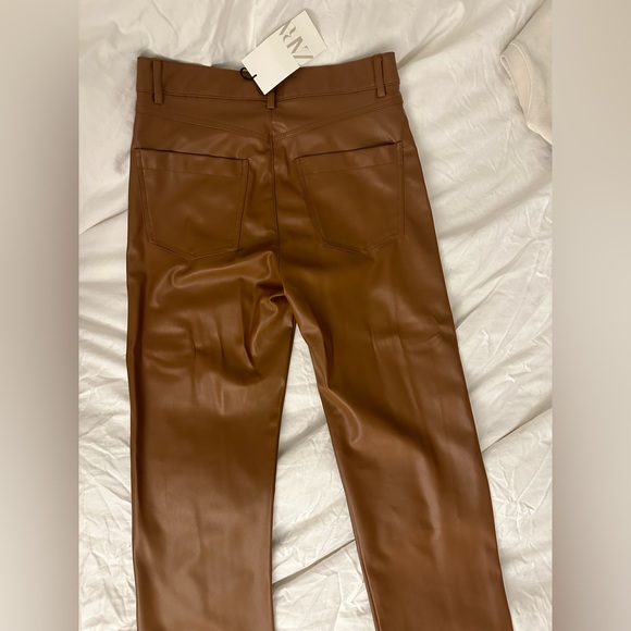 Faux brown leather Zara pants - Picture 5 of 6